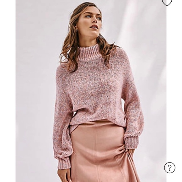 Ann Taylor Marled Mock Neck Knit Sweater Pink Multi Shimmer - Picture 1 of 8